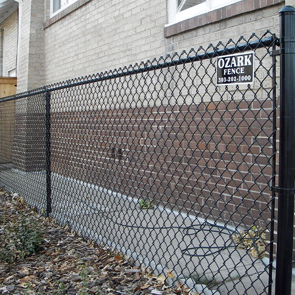 Black link fence around house