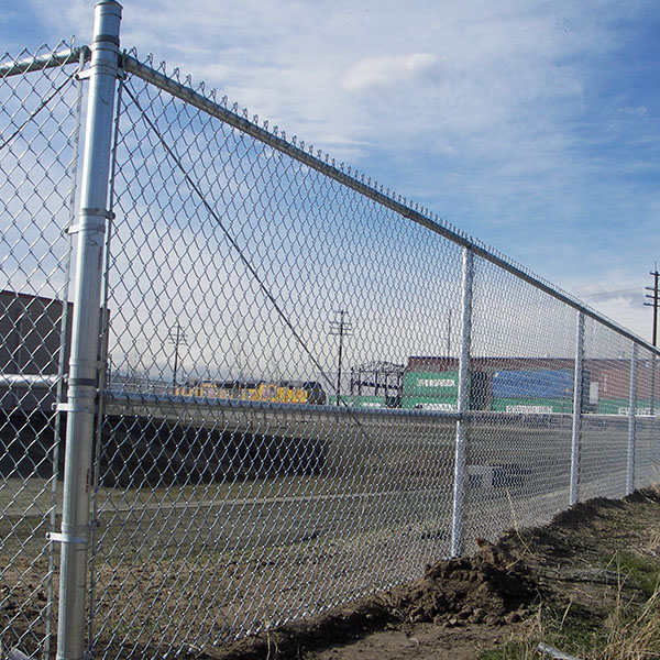 Chain link fence around property